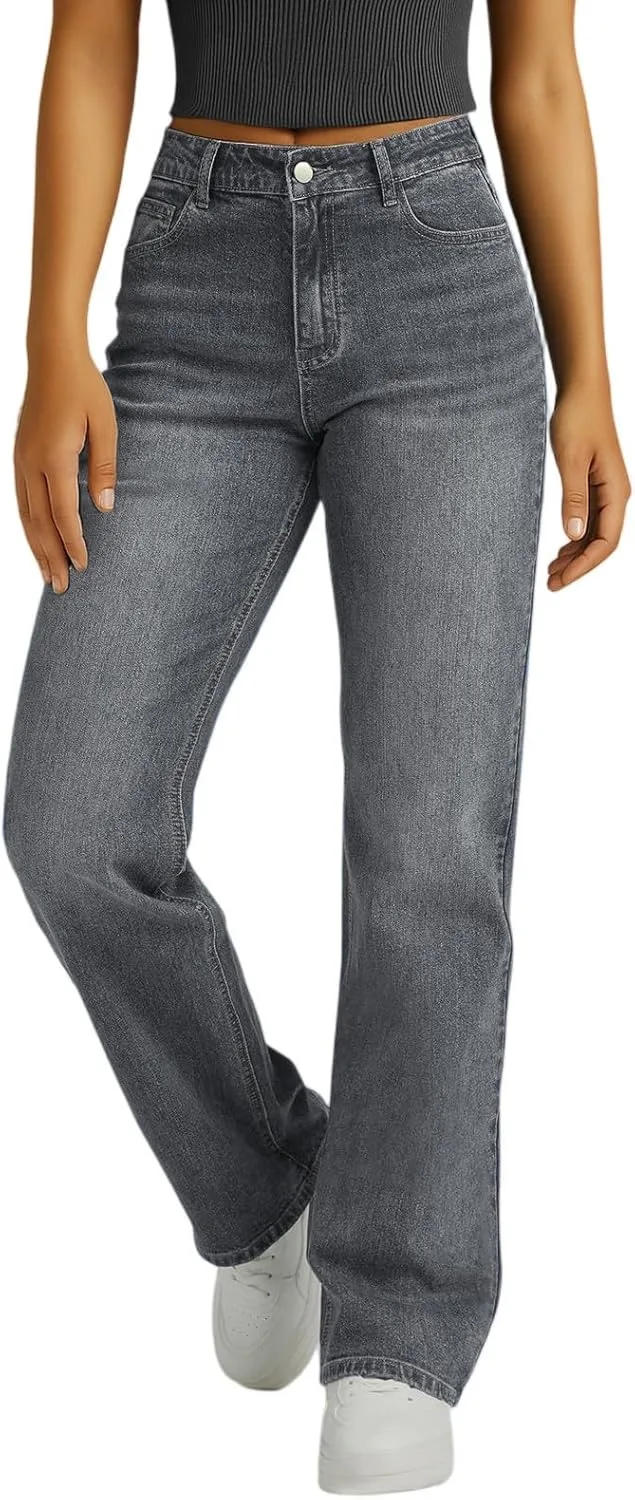 

Женские джинсы Mom Jeans с высокой талией, широкие, светлая стирка, эластичные