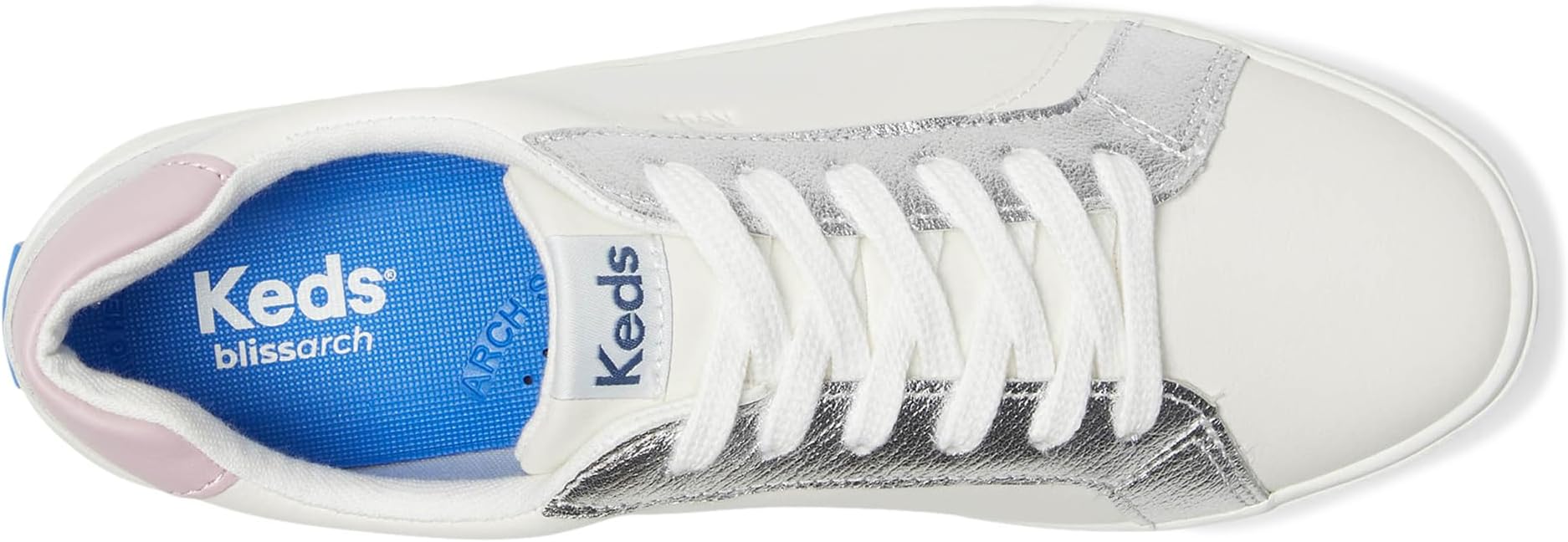 Кроссовки Keds Pursuit Lace-Up, цвет Snow White/Silver/Mauve Leather — фото 2