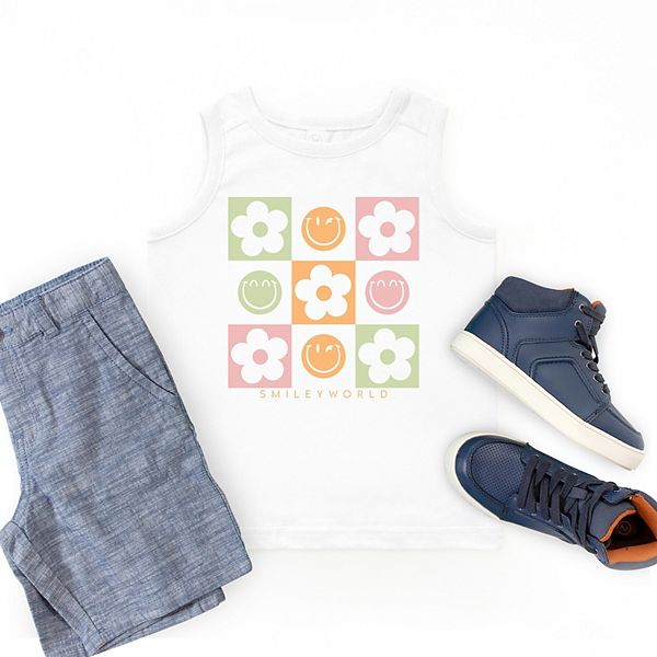 Smileyworld клетчатый цветочный смайл молодежный топ The Juniper Shop, White — фото 3