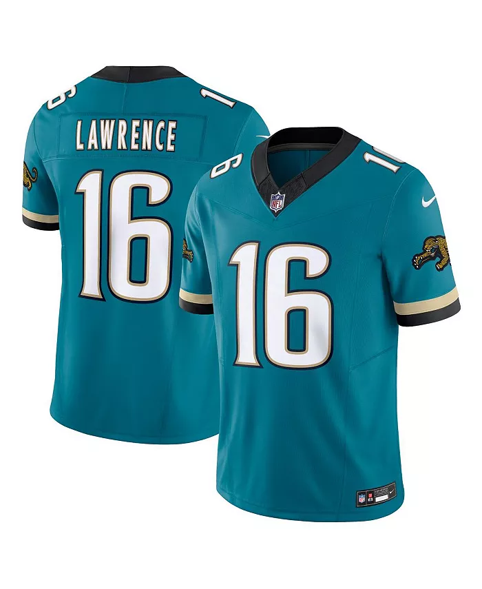 

Nike Мужская джерси Jacksonville Jaguars Prowler Throwback Vapor F.U.S.E. Limited в цвете Teal, модель Trevor Lawrence Fanatics, синий