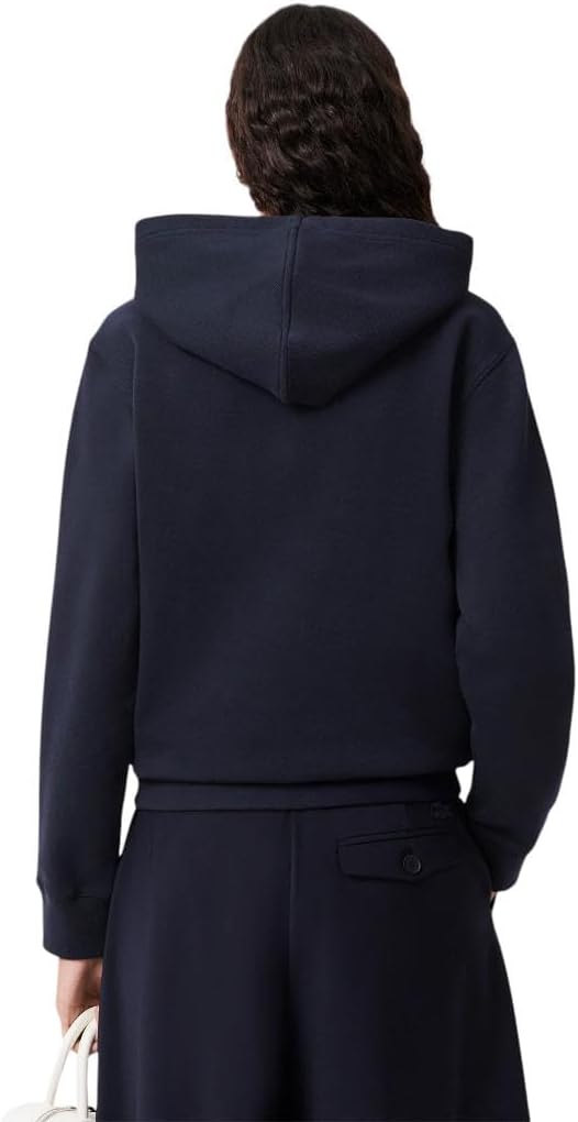 Толстовка Lacoste женская Relaxed Fit Double Face Pique с капюшоном, темно-синяя — фото 3