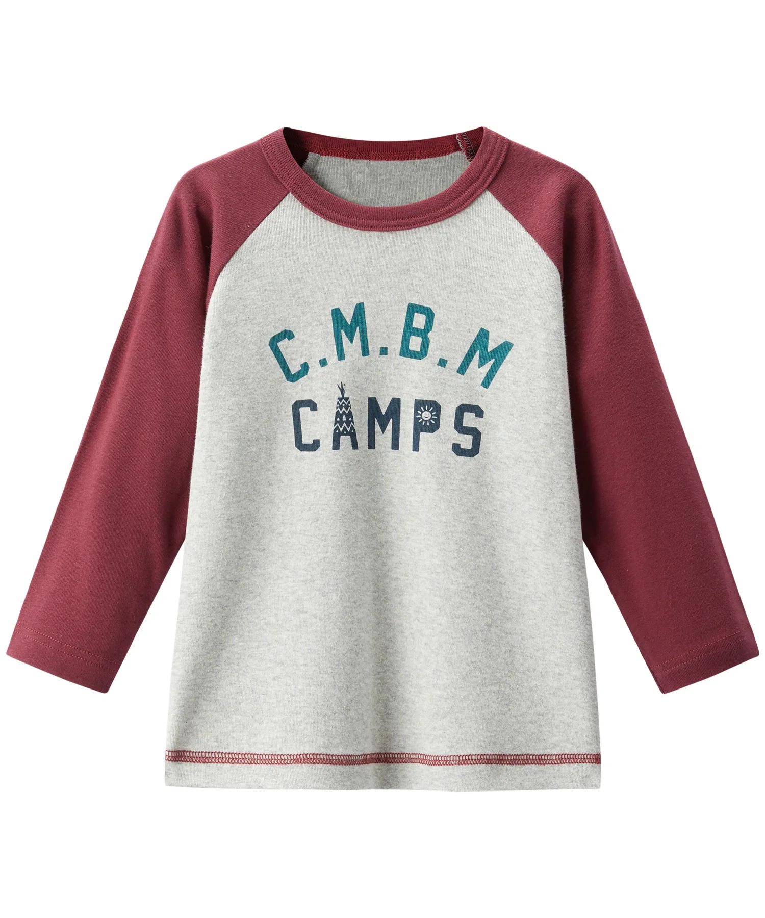 Детская футболка с длинным рукавом combimini CAMPS серая — фото 3