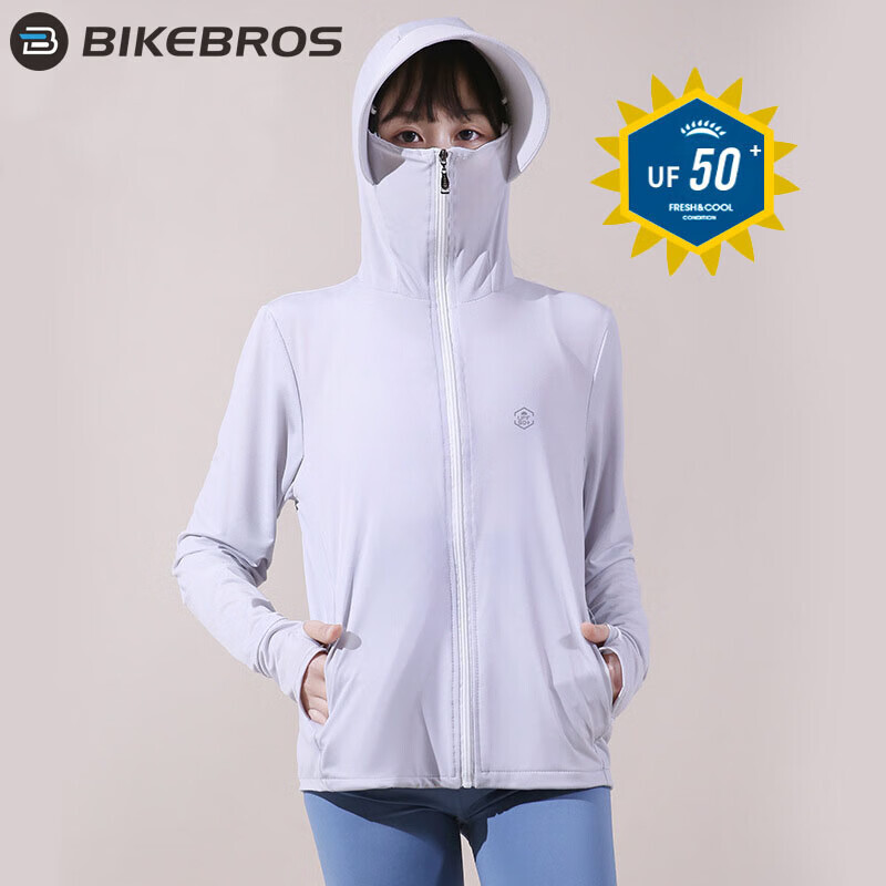 

BIKEBROS солнцезащитная одежда женская куртка женская весенне-летняя солнцезащитная одежда одежда для кожи анти-УФ UPF50 + дышащая шаль с ощущением льда ледяной шелк солнцезащитная одежда [обычный серый]
