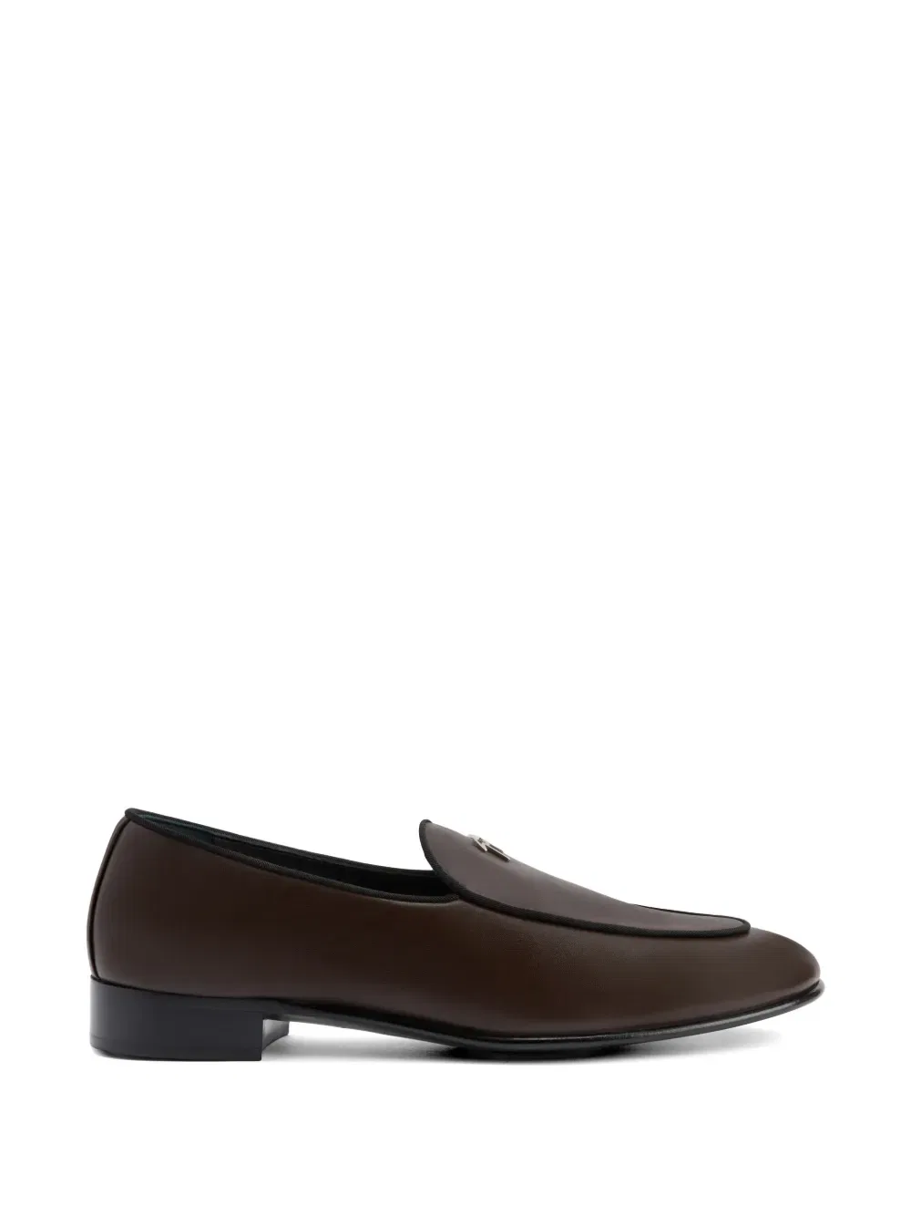 Кожаные лоферы с металлическим логотипом Giuseppe Zanotti, коричневый