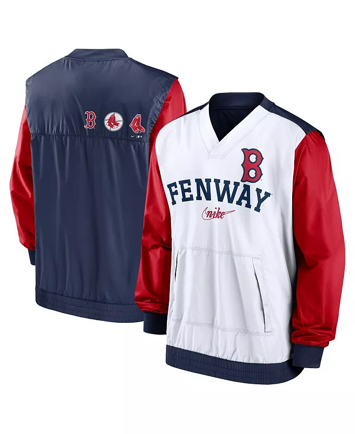 

Мужская бело-синяя вязаная куртка с V-образным вырезом Boston Red Sox Rewind Warmup Nike