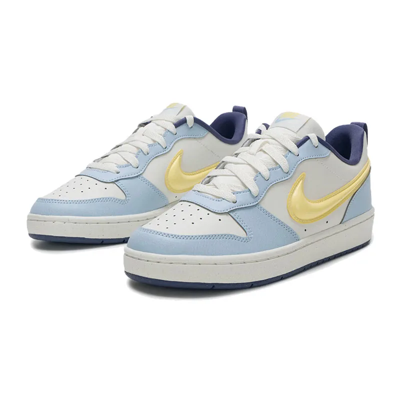 Nike Кроссовки для скейтбординга Court Borough Fabric Low top детские бело-сине-желтые Unisex — фото 4