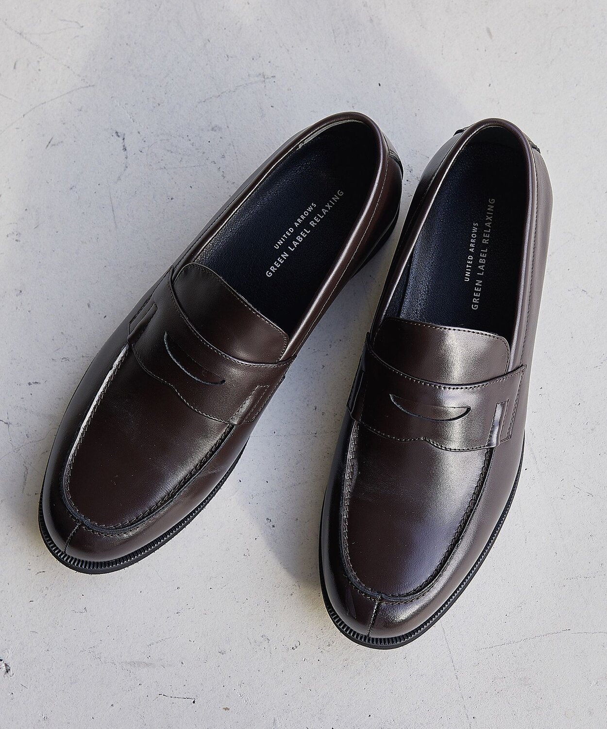 Кожаные лоферы GLR V3 UNITED ARROWS green label relaxing, DK BROWN