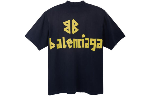 Футболка tape type t-shirt medium fit 'black faded' Balenciaga, черный — фото 2