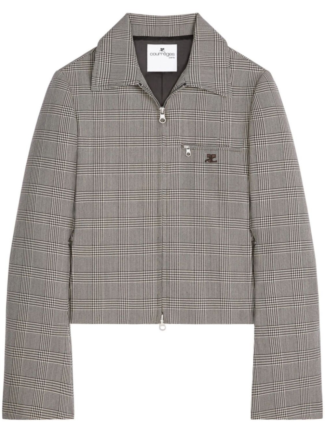 

Courrèges куртка на молнии с узором Prince of Wales, черный