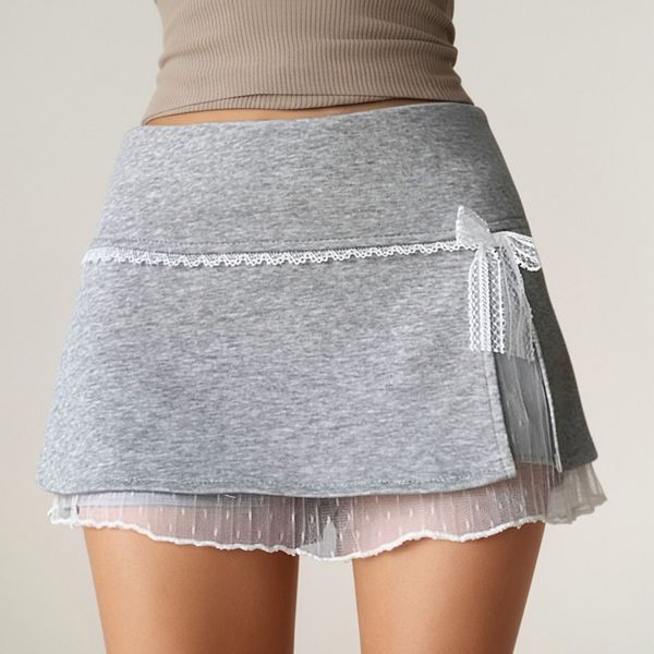

Женская атлетическая юбка-шорты с кружевной отделкой, встроенными шортами и многослойной сеткой Anna-Kaci, Gray