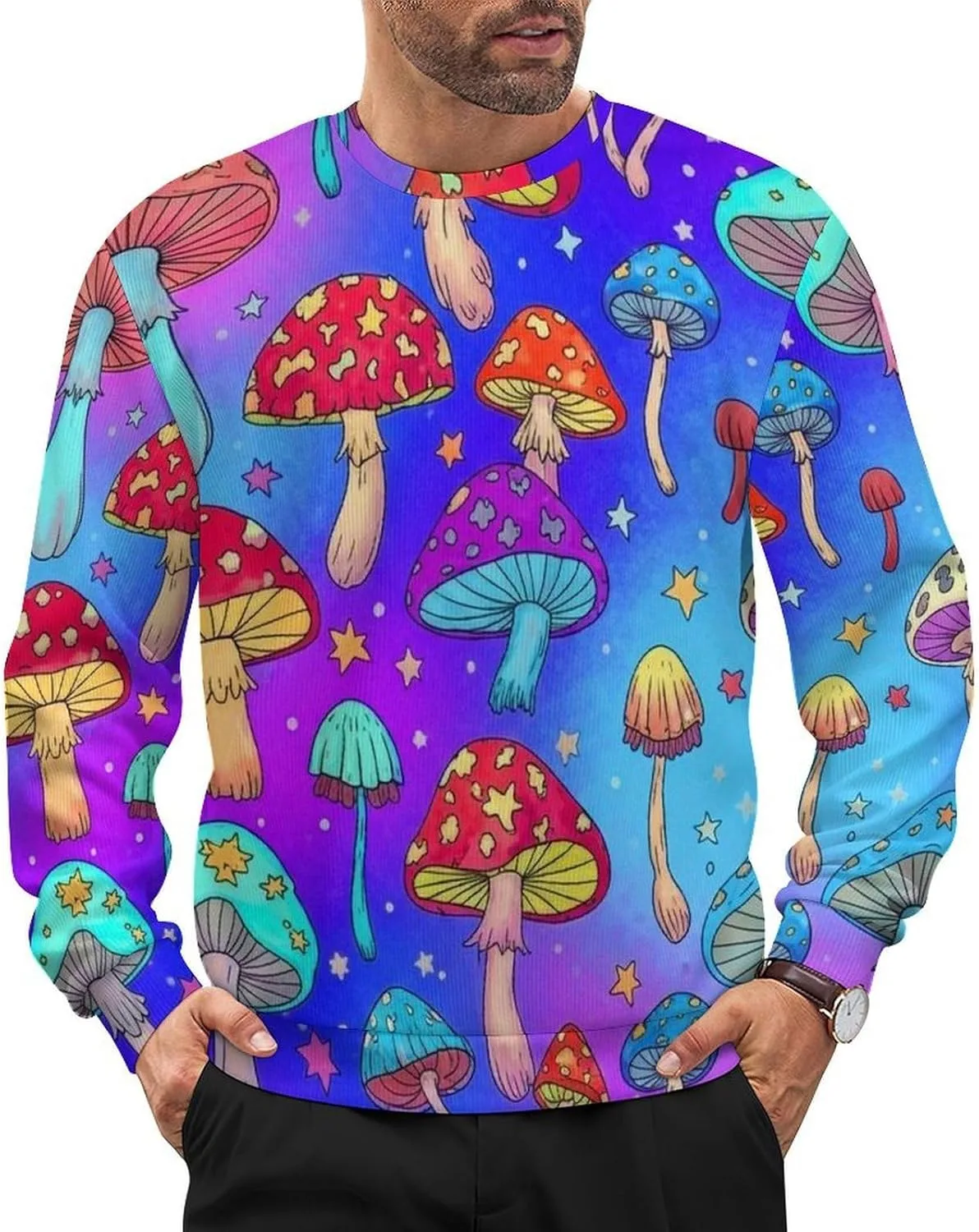 

Мужской свитер с круглым вырезом, вязаный, с длинными рукавами LITPUZC