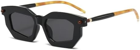 

Солнцезащитные очки Polygon для женщин, двухцветные, модные, с прозрачными линзами; очки для мужчин в стиле панк с заклепками, уникальные солнцезащитные очки UV400 MTZJH, Black