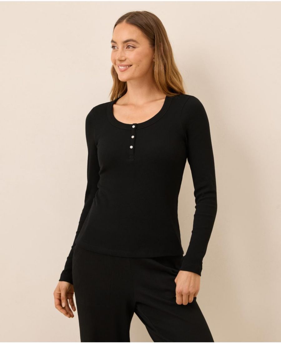 

Женская футболка-поло Dream Rib Slim Henley Pact, Black