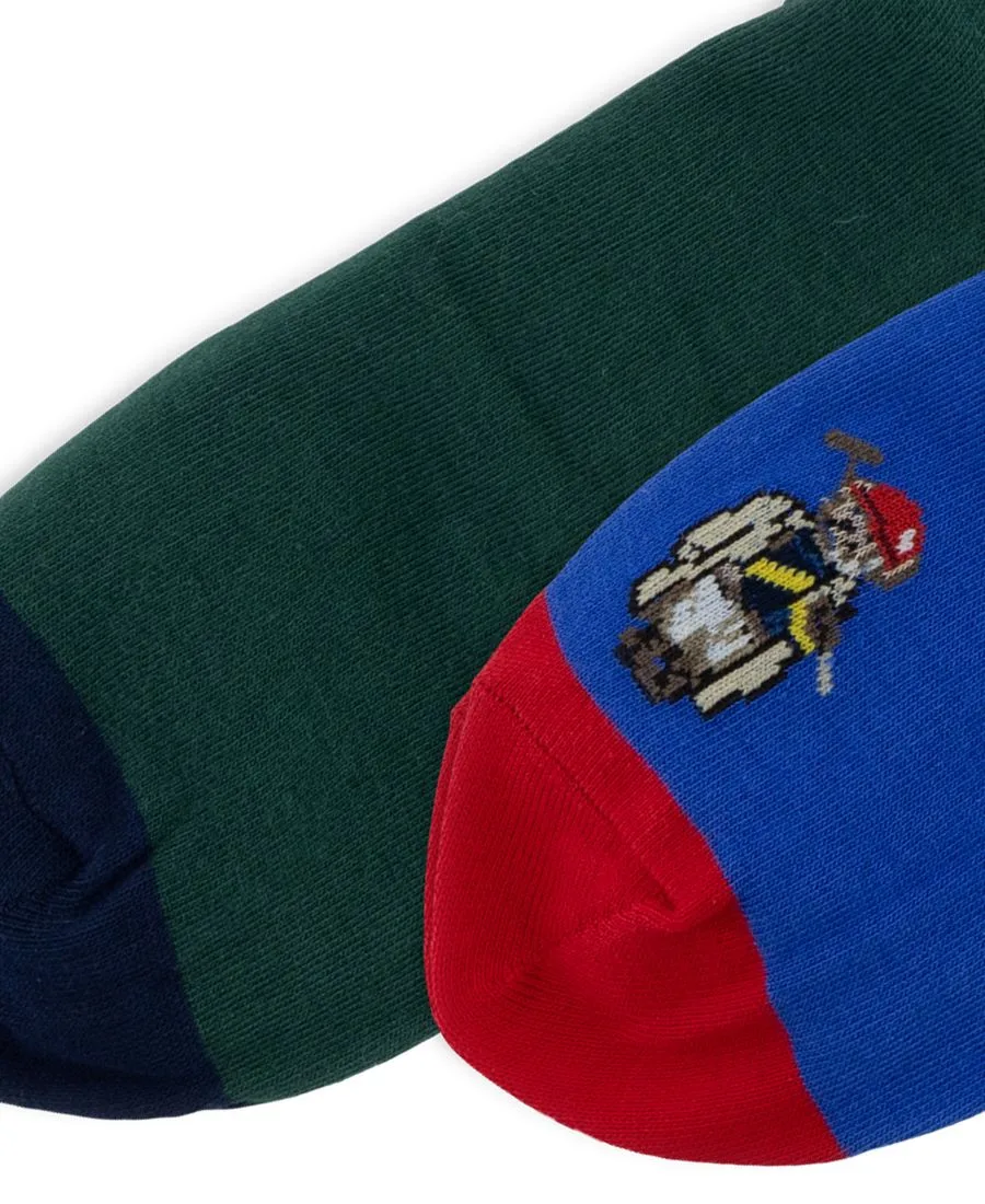 Мужские носки Polo Society Mini Bear Crew Socks, комплект из 2 штук Polo Ralph Lauren, royal/зеленый — фото 3