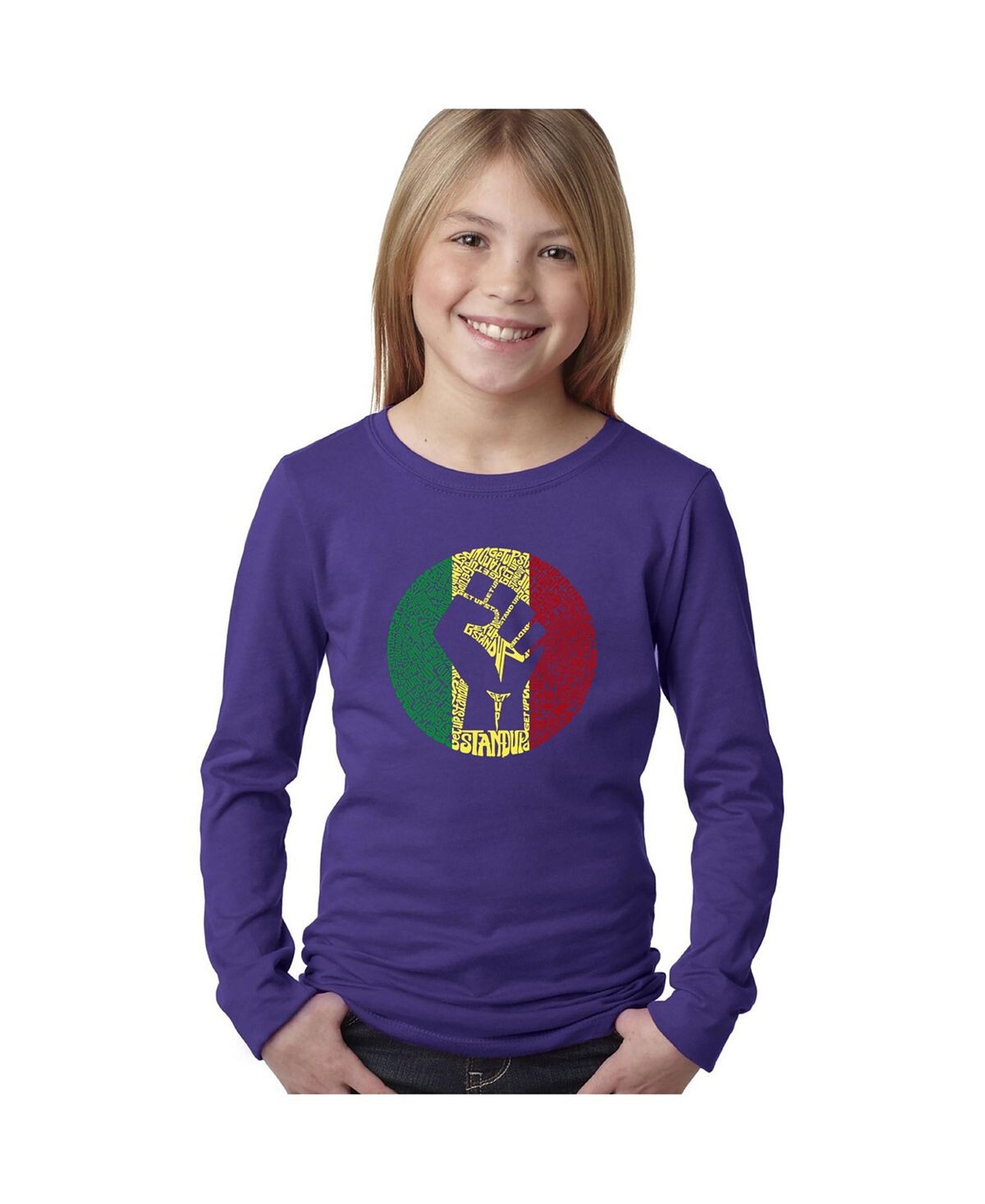 

Лонгслив с надписью Big Girl's Word Art — Get Up Stand Up LA Pop Art, фиолетовый