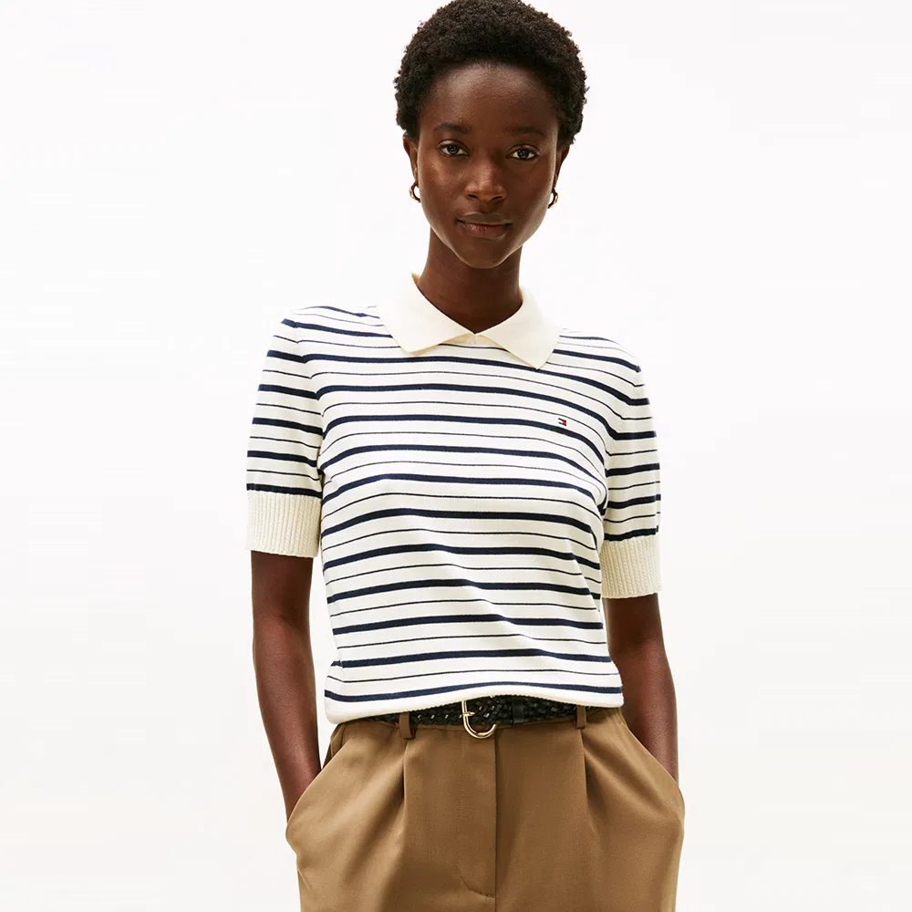 Женский хлопковый поло-свитер айвори от Tommy Hilfiger Women