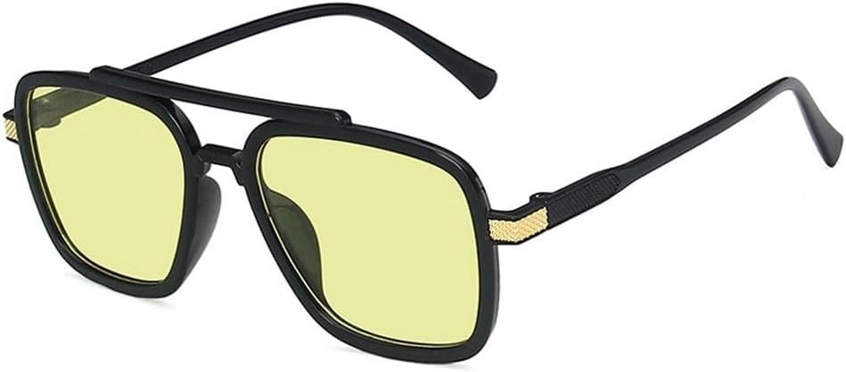 

Коричневые солнцезащитные очки для женщин, классические фотохромные поляризованные солнцезащитные очки для мужчин, винтажные солнцезащитные очки с увеличенным двойным мостиком, очки Eyewea HYYZZC, Black Yellow