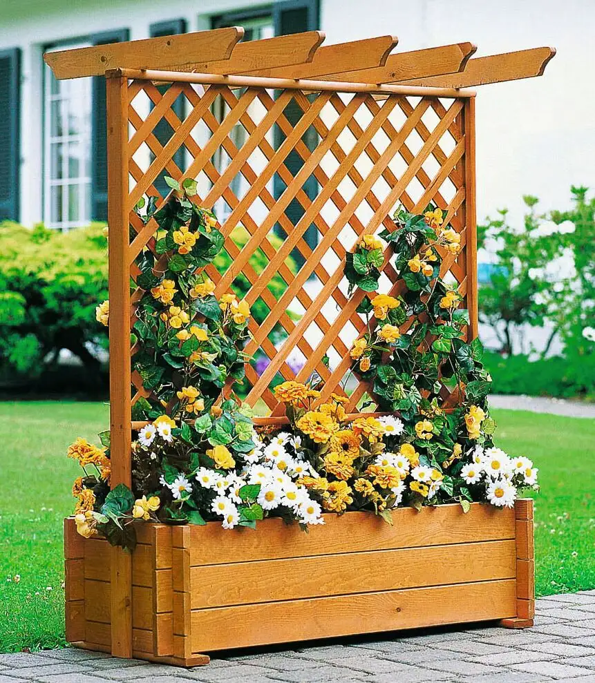 

Решетка promadino, пергола с ящиком для растений, ШxГxВ: 102x65x140 см 102х140х65 см, цвет honigbraun