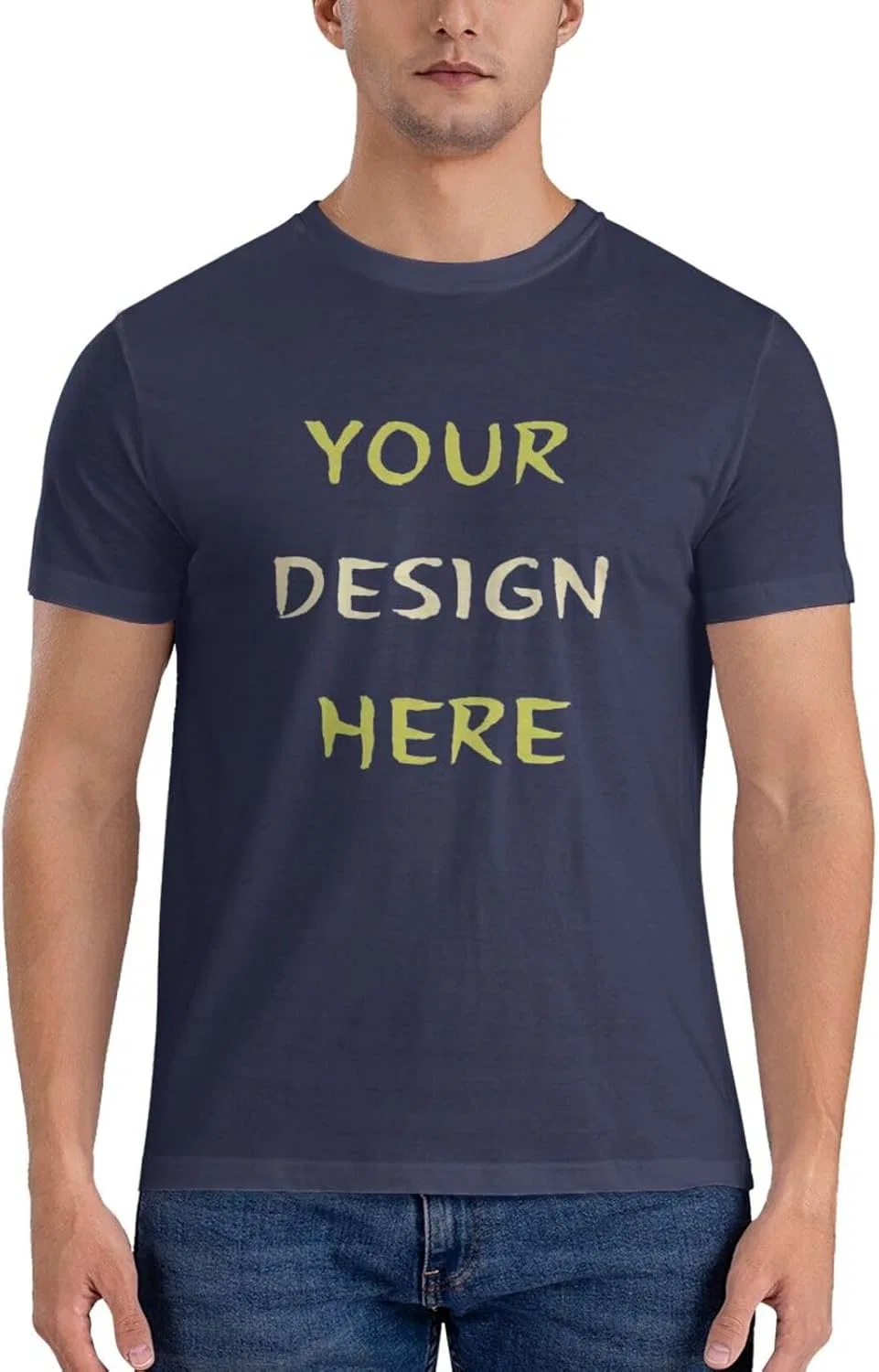 Футболка с принтом, хлопок, мужская, Navy Blue