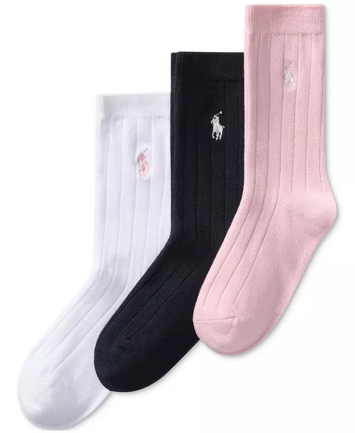 

Носки в рубчик для малышей и маленьких девочек, 3 пары Polo Ralph Lauren, розовый