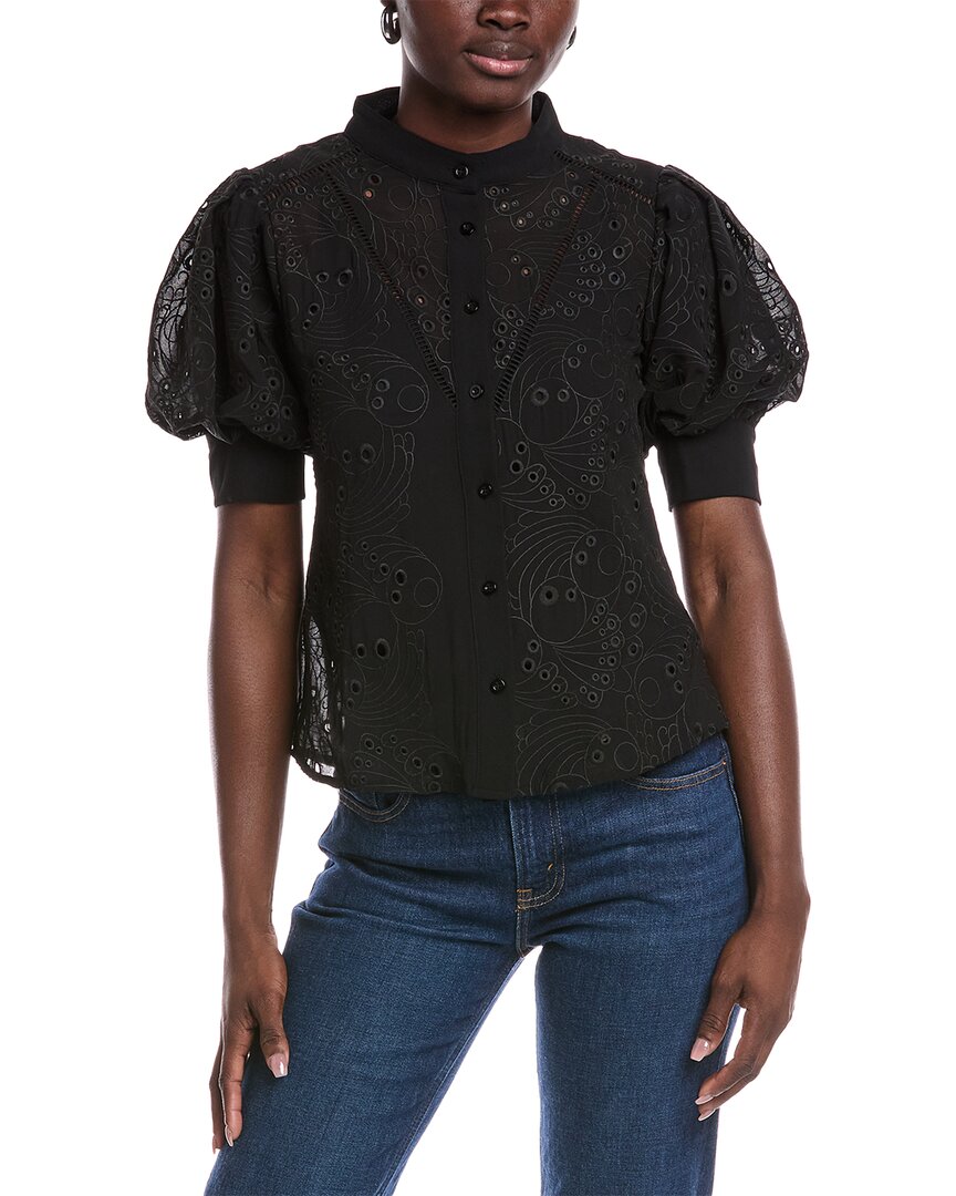 

Грация Блузка с буфами и люверсами Gracia, черный