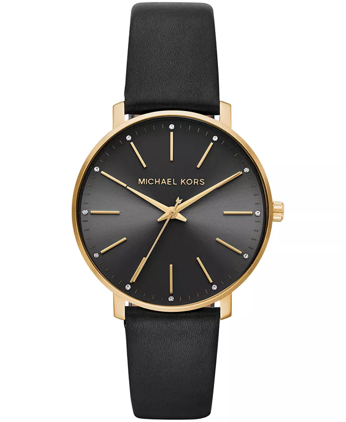 

Женские часы Pyper с черным кожаным ремешком, 38 мм Michael Kors, черный