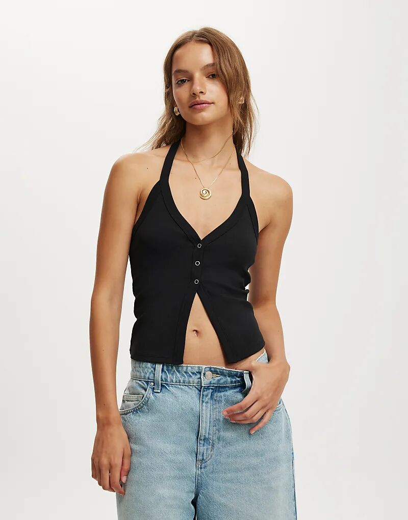

Топ-халтер Cotton On Alexa с пуговицами спереди, черный Cotton On