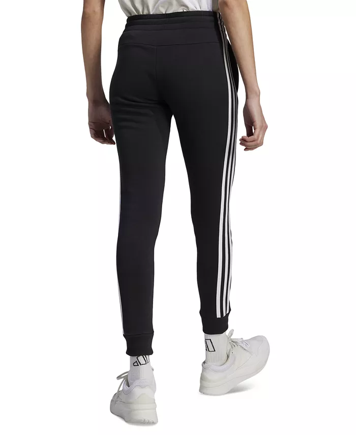 Женские джоггеры из флисового хлопка с 3 полосками adidas, черный — фото 2