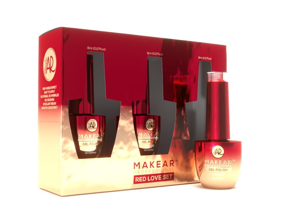 

MAKEAR, Red Set 1 — набор гибридных лаков для ногтей Red Love Limited