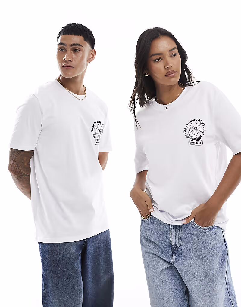 

Футболка Chilled as pho с принтом спереди и сзади, свободного кроя, белого цвета Prnt