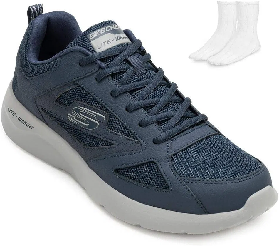 Мужские кроссовки Skechers Dynamight 2.0 Fallford, Navy Leather Mesh Pu Trim — фото 2
