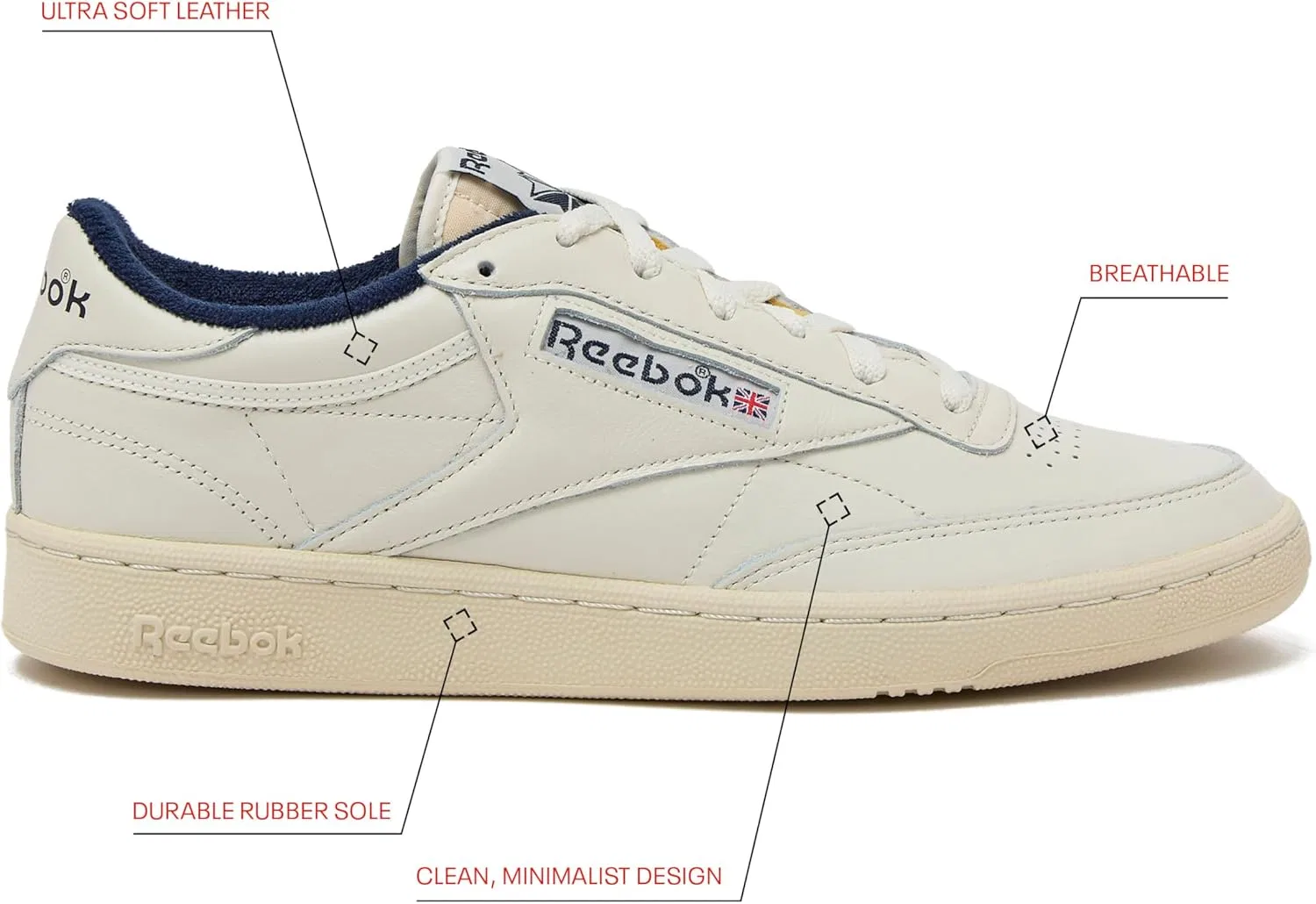 Reebok Мужские кроссовки Club C 85 VintageSneaker, White Chalk Vector Blue — фото 4