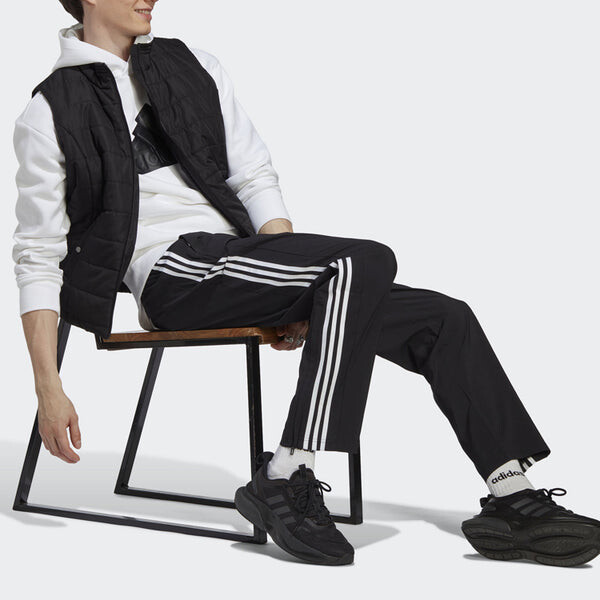 Брюки aeroready essentials stanford с открытым краем и вышитым маленьким логотипом Adidas, черный — фото 4