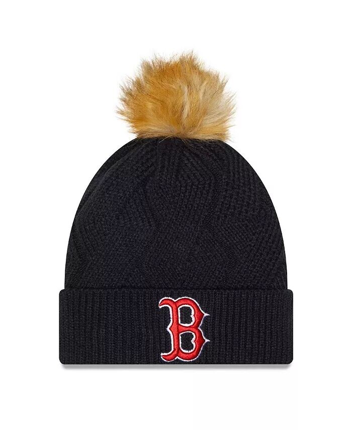 

Женская темно-синяя вязаная шапка Boston Red Sox Snowy с манжетами и помпоном New Era, синий