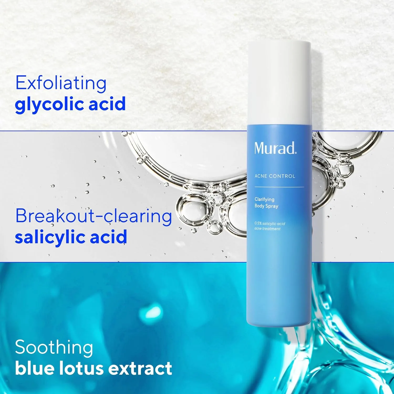 Murad Clarifying Body Spray - ежедневное средство с салициловой кислотой от акне на теле, очищает и предотвращает высыпания на спине, плечах, руках и по всему телу без пересушивания кожи 177 мл (1 шт.) — фото 2
