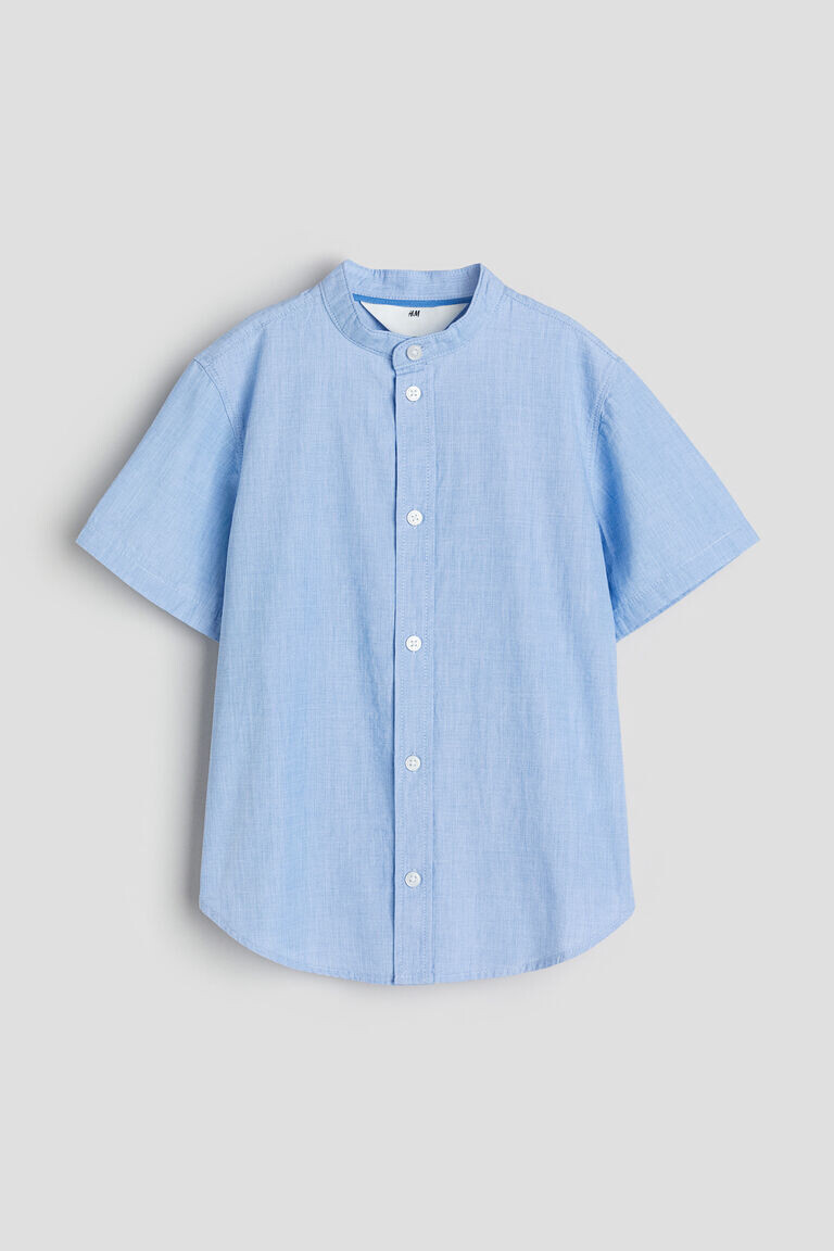 

Рубашка «дедушка» из хлопка H&M, синий