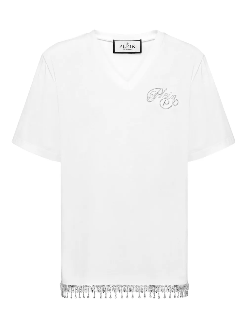 

Футболка с V-образным вырезом и кристаллами Philipp Plein, белый