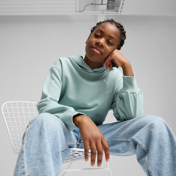 

Короткая толстовка с капюшоном для больших детей Puma Wardrobe Essentials, зеленый