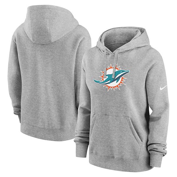Толстовка с капюшоном Miami Dolphins Club Fleece, женская, цвет heather gray Nike