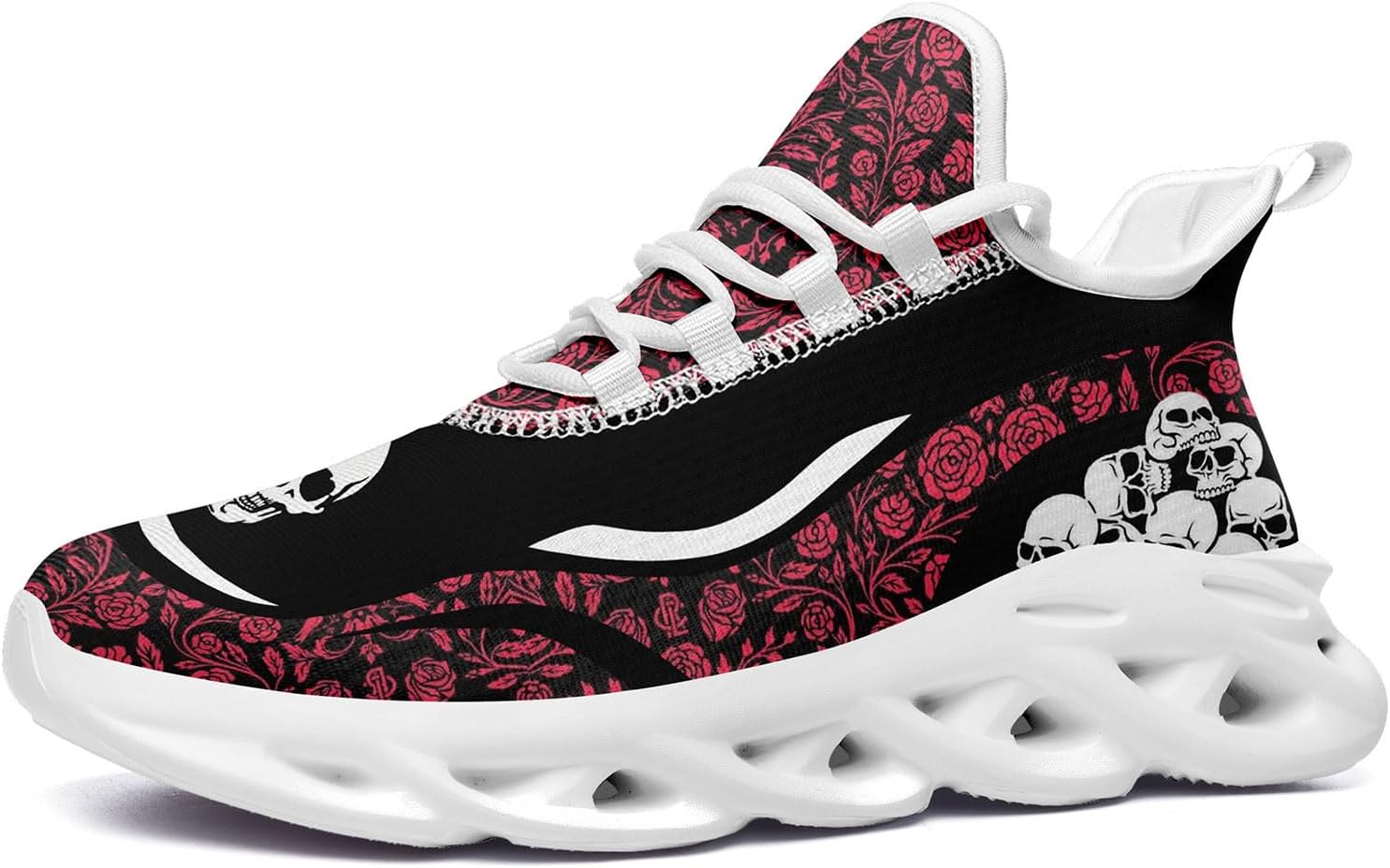 

Мужские дорожные кроссовки для бега с противоскользящей подошвой, легкие, модные с черепом и розой, для ходьбы, спортивные, стильные, с амортизацией, женские Coolcustomize, Rose-bengal-w