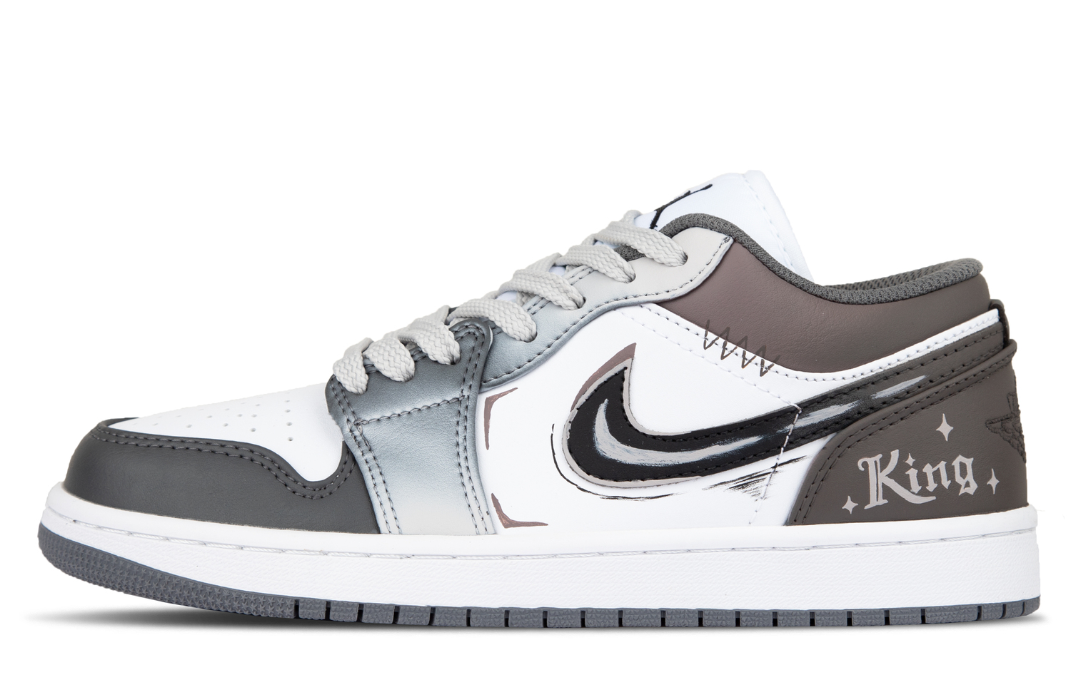 

Air 1 Leather Fashion Cushioning Low top Vintage Basketball Shoes Unisex Umber Jordan, серый черный