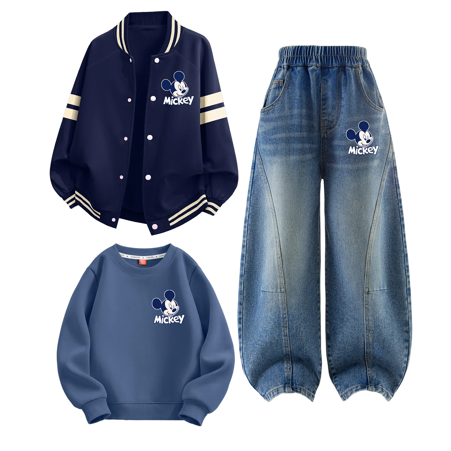 Детская повседневная спортивная футболка с круглым вырезом Disney, Di Wink K Navy Blue+Di Wink K Denim Blue+Di Wink K Indigo