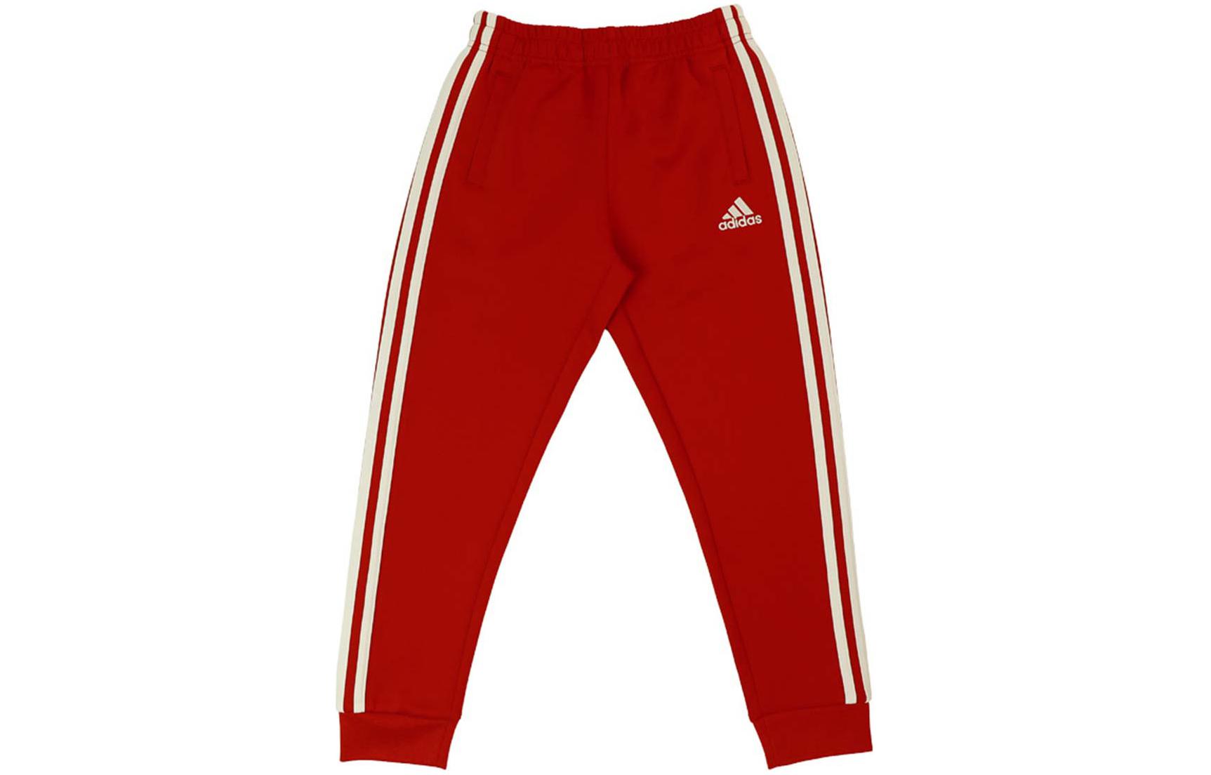 Детские вязаные спортивные штаны красно-белые Adidas — фото 2