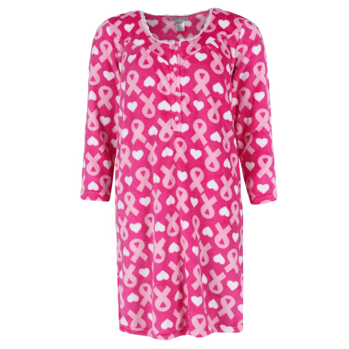 

Женский плюшевый халат с лентой в поддержку борьбы с раком груди Elegant Emily, розовый