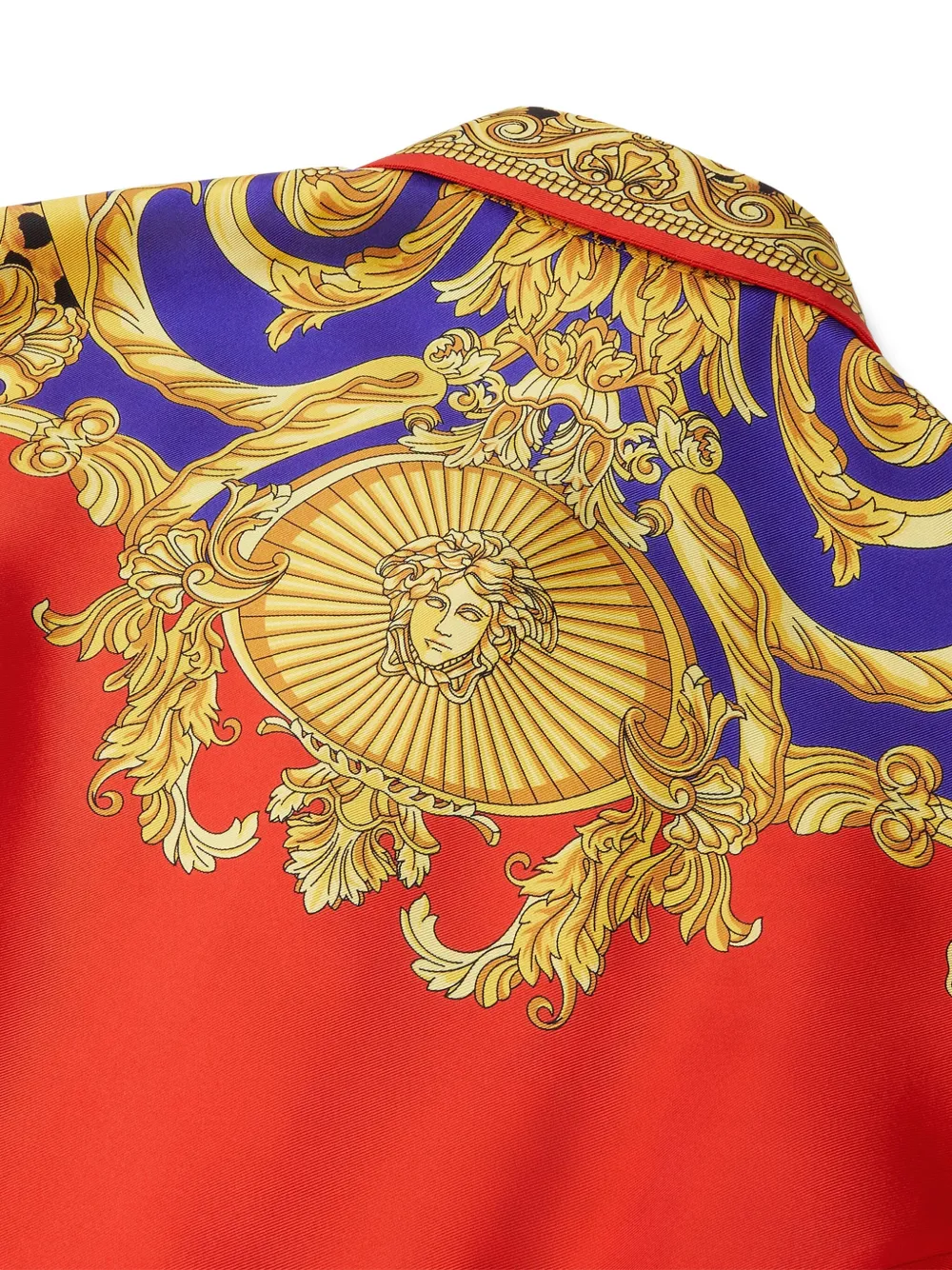 Шелковое платье-рубашка с принтом Baroque Versace, желтый — фото 4