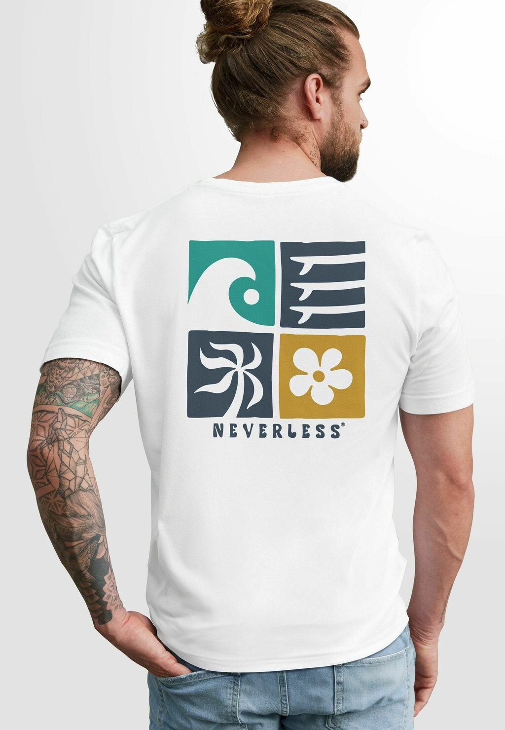 

Футболка с принтом SURFING WELLE MEER ICON GRAFIK DESIGN FASHION STREETSTYLE Neverless, белый