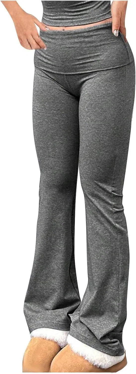 Леггинсы для йоги Women Solid Flared Yoga Pants, High Rise Joggers, Dark Gray