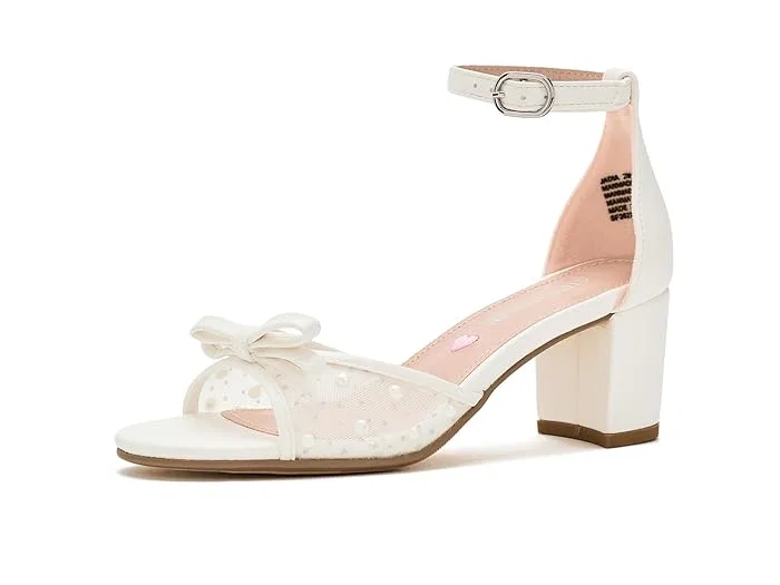 Туфли на каблуке с жемчугом Adia Steve Madden Kids, White Mesh