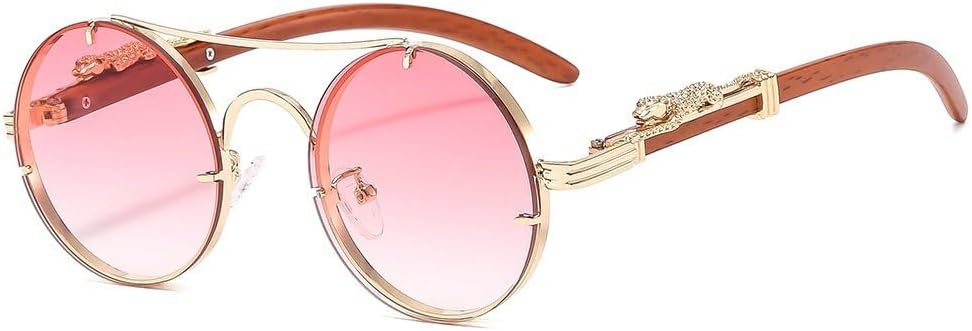 

Модные круглые солнцезащитные очки класса люкс для женщин и мужчин, ретро-очки в металлической оправе, трендовые модели, защита от ультрафиолета UV400 TKKTLLT, Gold Pink