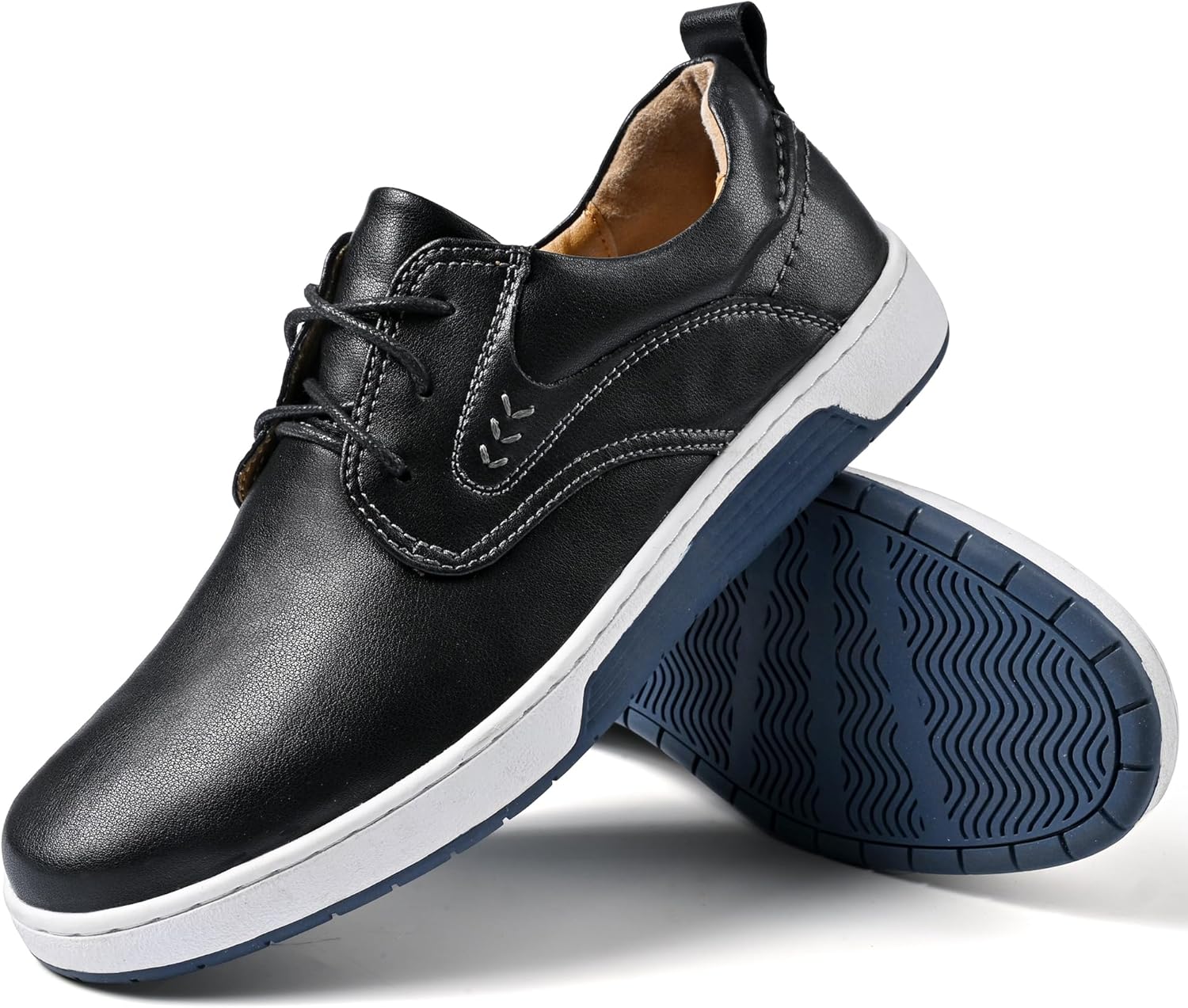 

Мужские повседневные туфли, модные кроссовки, удобные оксфорды для мужчин, кожаные туфли на шнуровке, повседневная обувь с плоской подошвой Maibusile, черный